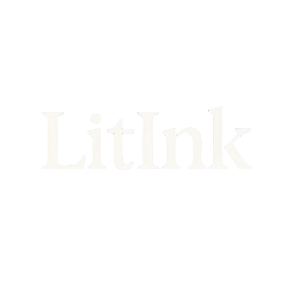 LitInk logo on a dark blue background